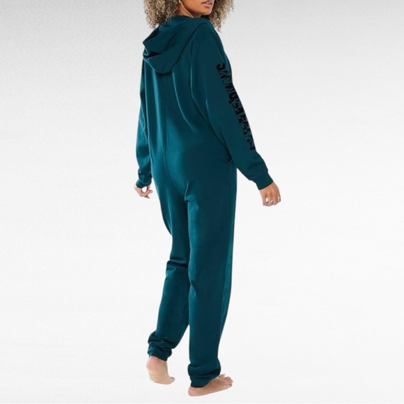 Forever Savage X Fenty | Hunter Green Hooded Showgirl Comfy Jumpsuit Onesie - Picture 2 of 7